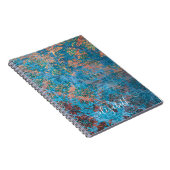 Monogram blauw damppatroonpatroon notitieboek (Rechterzijde)