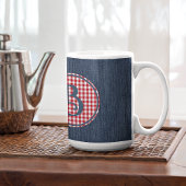 Monogram, Blauw Denim Rood Wit Check 15oz Koffiemok