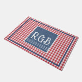 Monogram Blauw Denim Rood Wit Rutpatroon Deurmat (Schuin)