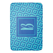 Monogram Blauw Drie-Tons Diamantpatroon Badmat (Voorkant Verticaal)