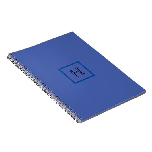 Monogram Blauw Eenvoudig Stijlvol Modern Initiaal Notitieboek (Rechterzijde)