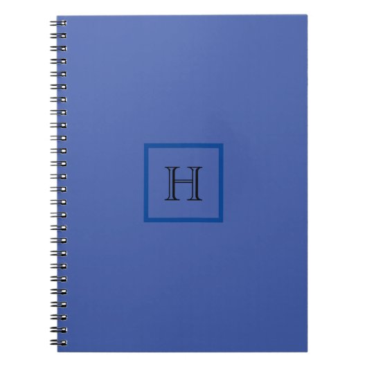 Monogram Blauw Eenvoudig Stijlvol Modern Initiaal Notitieboek (Voorkant)
