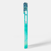 Monogram Blauw en Blauwgroen Abstracte Kunst Case-Mate iPhone Case (Achterkant / Links)