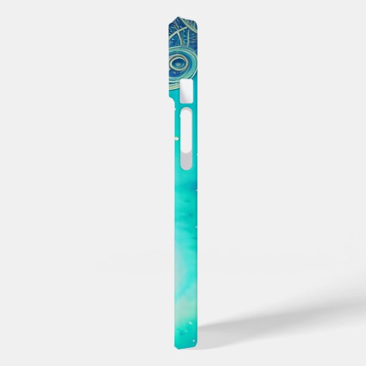 Monogram Blauw en Blauwgroen Abstracte Kunst Case-Mate iPhone Case (Achterkant / Links)