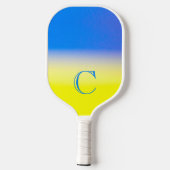 Monogram Blauw en Geel Oekraïne Inspiratie Vrede Pickleball Paddle (Achterkant)