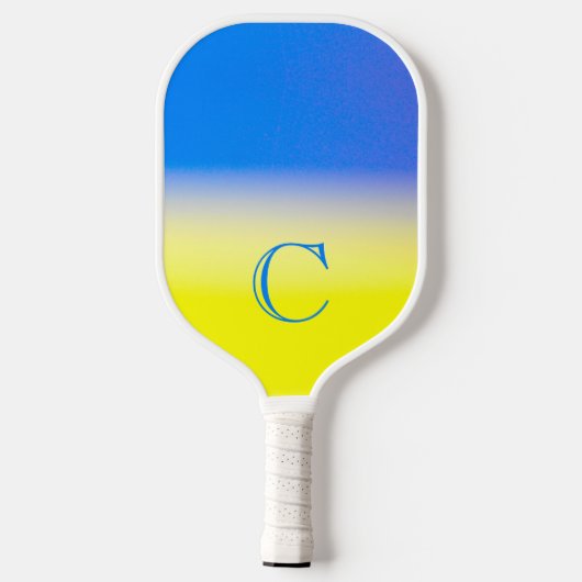 Monogram Blauw en Geel Oekraïne Inspiratie Vrede Pickleball Paddle (Achterkant)