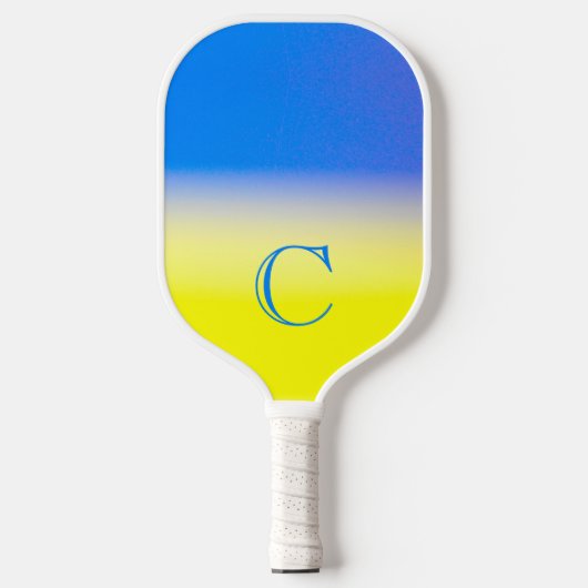Monogram Blauw en Geel Oekraïne Inspiratie Vrede Pickleball Paddle (Voorkant)