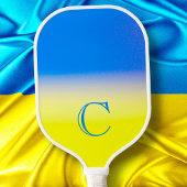 Monogram Blauw en Geel Oekraïne Inspiratie Vrede Pickleball Paddle
