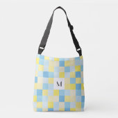 Monogram Blauw en Geel vierkant Crossbody Tas (Voorkant)