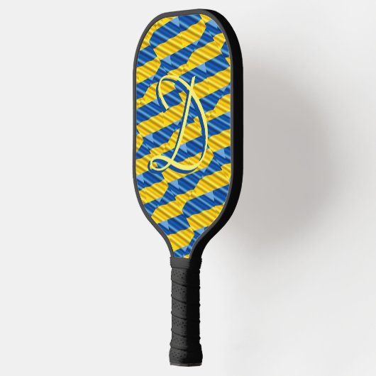 Monogram Blauw en Gele Stripes Oekraïne Geïnspiree Pickleball Paddle (Links)