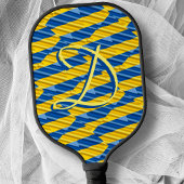 Monogram Blauw en Gele Stripes Oekraïne Geïnspiree Pickleball Paddle