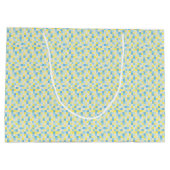 Monogram Blauw en Gele Vierkantjes Grote Gift Bag Large Cadeautasje (Achterkant)