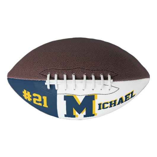 Monogram blauw en goud american football (Voorkant)