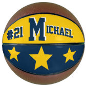 Monogram blauw en goud basketbal (Voorkant)