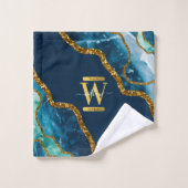 Monogram blauw en goudgrijs Geode Glitter Bad Handdoek (Wasdoekje)