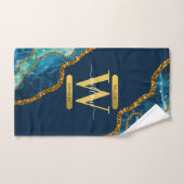 Monogram blauw en goudgrijs Geode Glitter Bad Handdoek (Handdoek)
