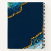 Monogram blauw en goudgrijs Geode Glitter Notitieboek (Achterkant)