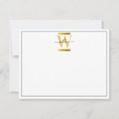 Monogram blauw en goudgrijs Geode Glitter Notitiekaartje (Voorkant)