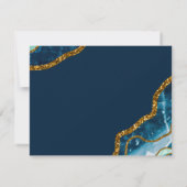 Monogram blauw en goudgrijs Geode Glitter Notitiekaartje (Achterkant)