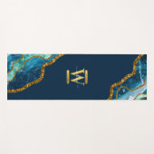 Monogram blauw en goudgrijs Geode Glitter Yogamat (Voorkant (horizontaal))