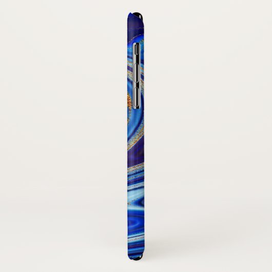 Monogram blauw en goudmarmer Case-Mate iPhone case (Achterkant/links)