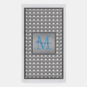 Monogram blauw en grijs inkeppatroon servet