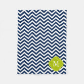 Monogram blauw en groen Zigzag Patroon Fleece Deken (Voorkant)