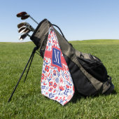 Monogram | Blauw- en koraalpatroon Golfhanddoek (Groen)