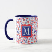 Monogram | Blauw- en koraalpatroon Mok (Links)