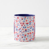 Monogram | Blauw- en koraalpatroon Mok (Midden)