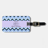 Monogram blauw en Lila Chevron Pattern Bagagelabel (Voorkant horizontaal)
