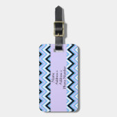 Monogram blauw en Lila Chevron Pattern Bagagelabel (Voorkant verticaal)