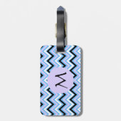 Monogram blauw en Lila Chevron Pattern Bagagelabel (Achterkant verticaal)