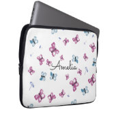 Monogram Blauw en roze vlinder Laptop Sleeve (Voorkant Rechts)