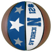 Monogram Blauw en Wit Basketbal (Verticaal)