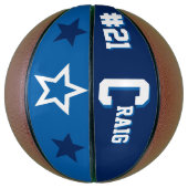 Monogram Blauw en Wit Basketbal (Verticaal)