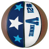 Monogram Blauw en Wit Basketbal (Verticaal)