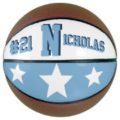 Monogram blauw en wit basketbal (Voorkant)