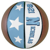 Monogram blauw en wit basketbal (Verticaal)