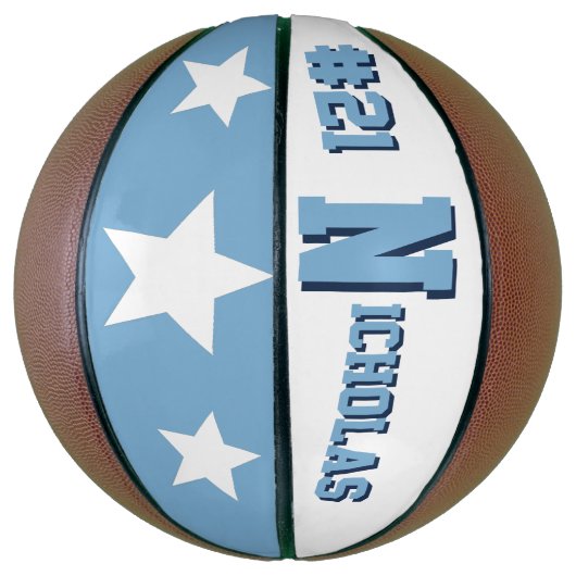 Monogram blauw en wit basketbal (Verticaal)