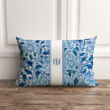 Monogram Blauw en Wit Chinoiserie Kussen