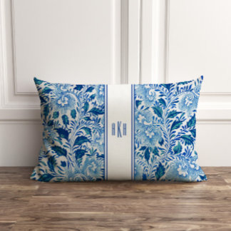 Monogram Blauw en Wit Chinoiserie Kussen