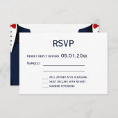 Monogram Blauw en Wit Gay Bruiloft RSVP Kaarten (Voorkant / Achterkant)