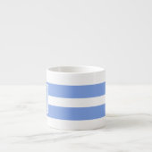 Monogram blauw en wit gestreept espresso kop (Voorkant)