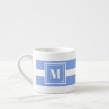 Monogram blauw en wit gestreept