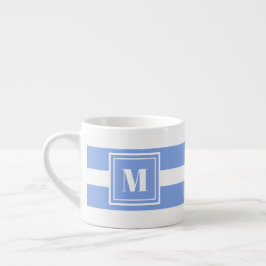 Monogram blauw en wit gestreept espresso kop