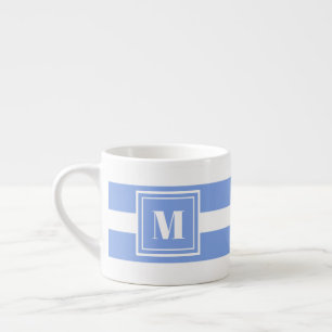 Monogram blauw en wit gestreept espresso kop