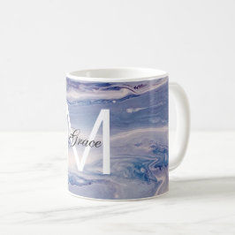 Monogram blauw en wit koffiemok