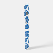 Monogram Blauw en Wit Luipaard Print iPhone Hoesje (Linkerkant)
