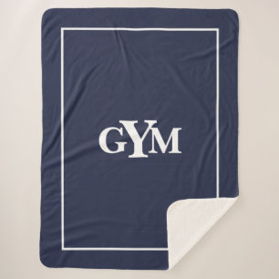 Monogram blauw en wit omgevormd blok sherpa deken
